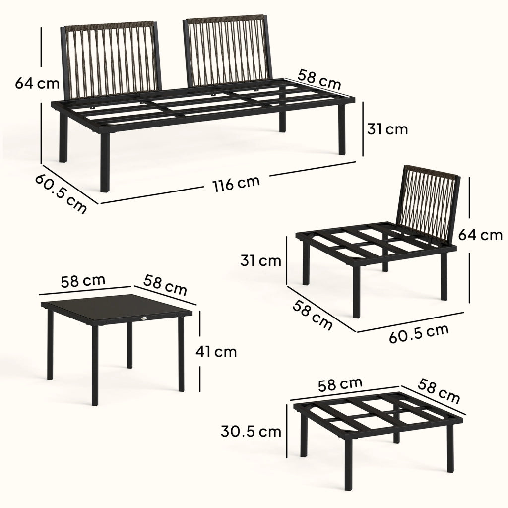 Set Divano Angolare Giardino 6 Posti con Cuscini ¨C Minimal ¨C Grigio Chiaro Metallo