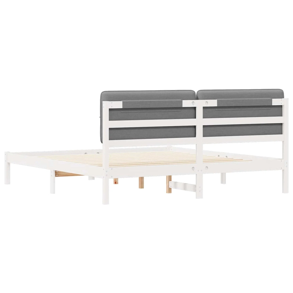 Letto con Testiera Rivestita Grigio chiaro 200 x 200 cm 3405567