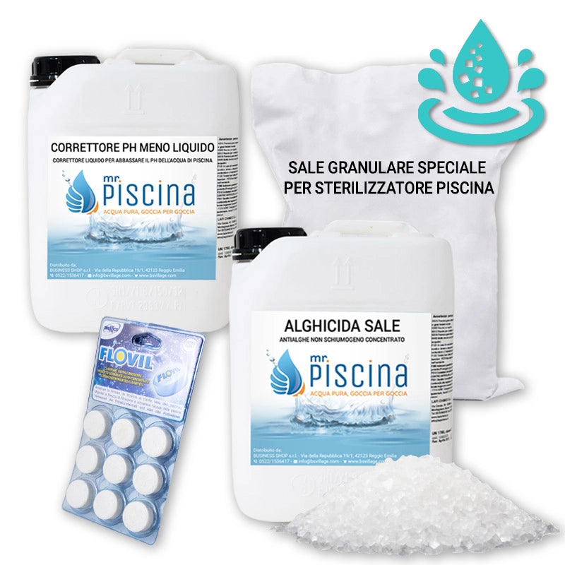 Kit mix per mantenimento piscina al SALE Volume piscina: Da 100 a 200 m³