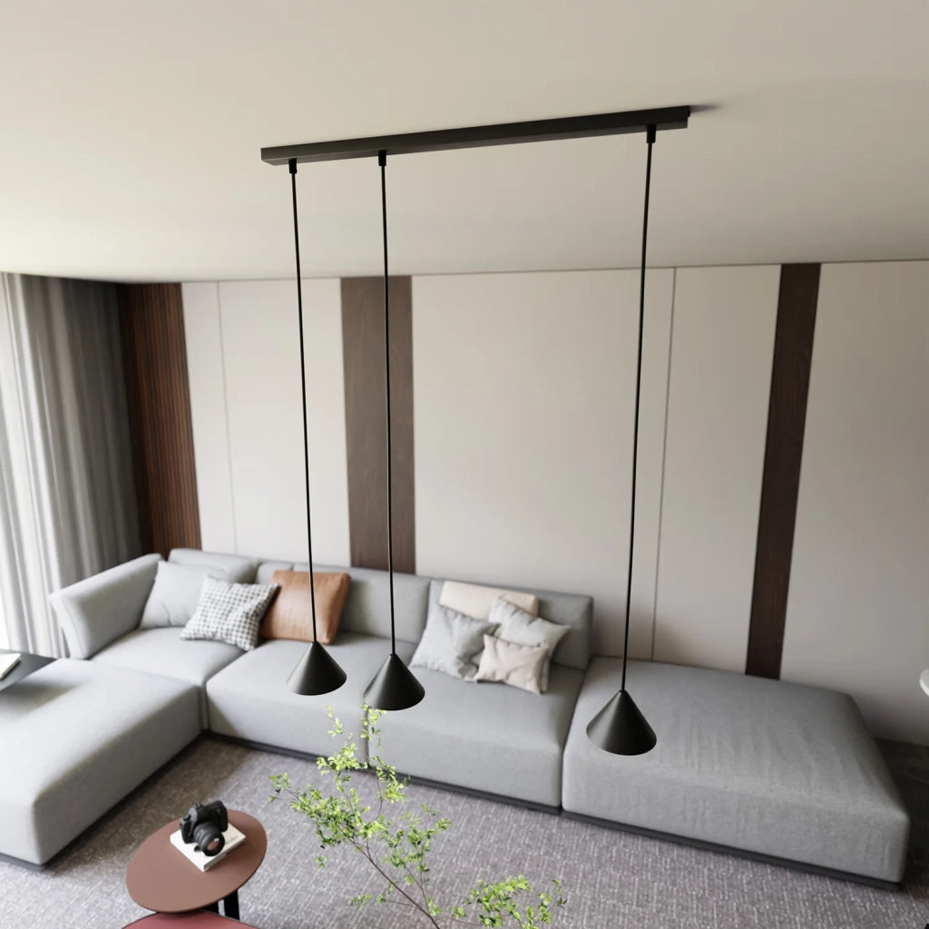 Sospensione Minimal Skadi 3 Luci In Acciaio Nero