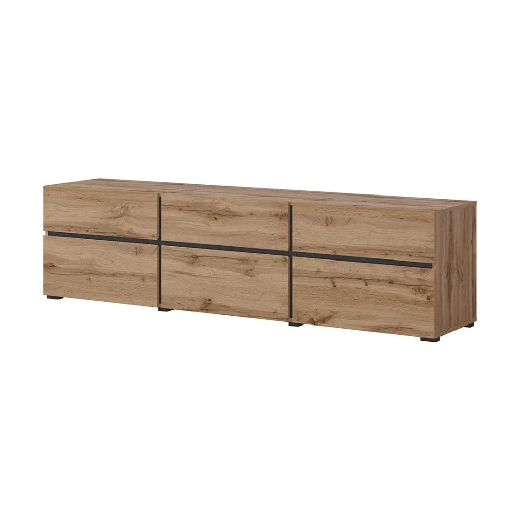 Set di mobili da soggiorno HAVANA - Credenza alta, mobile TV, credenza bassa - Design moderno in rovere e nero