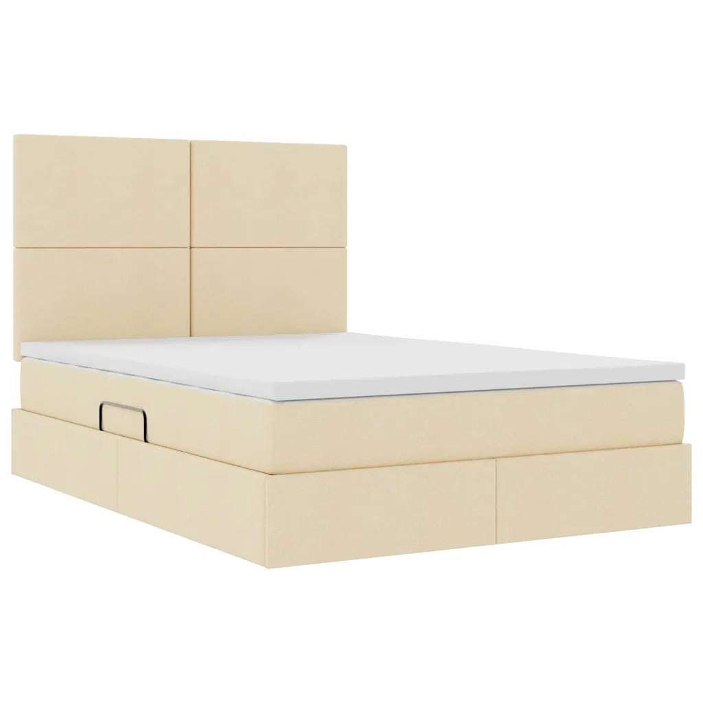 Letto con contenitore e LED Crema 140 x 190 cm Poliestere 3372355