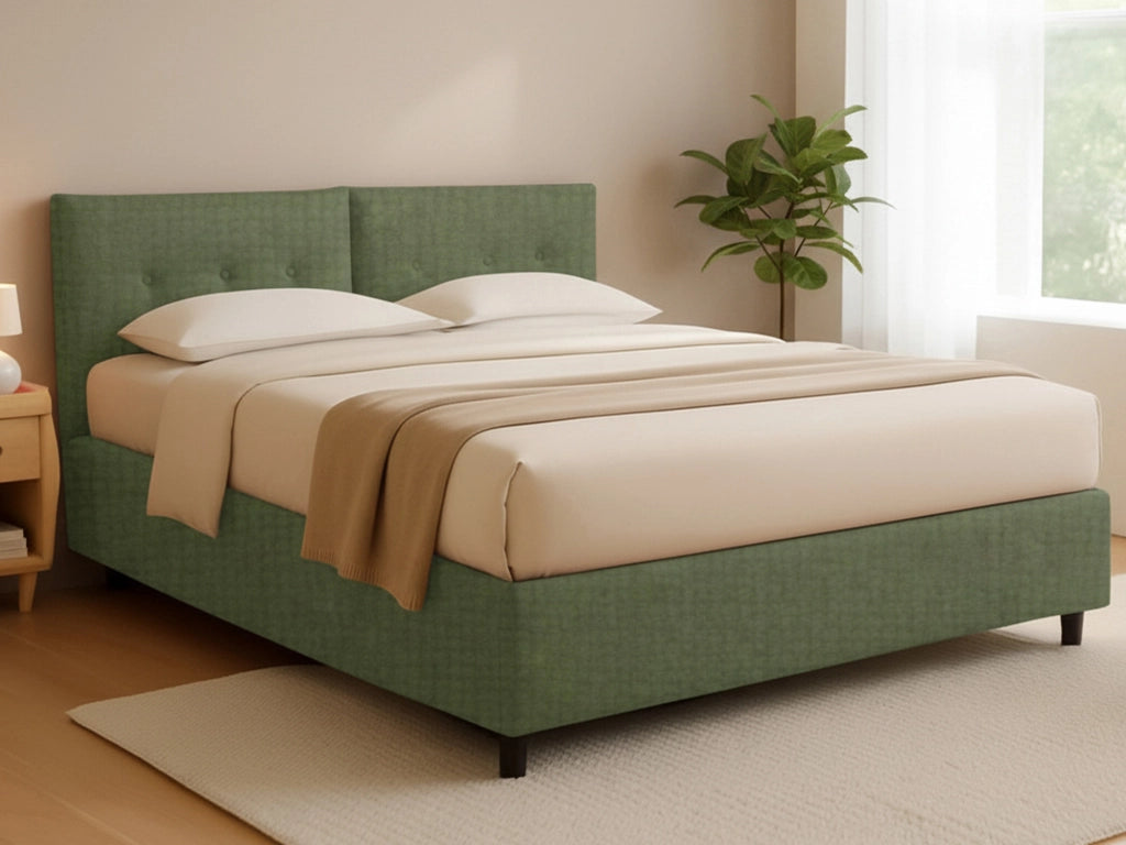 Bath, Letto Matrimoniale Sfoderabile Made in Italy, Verde