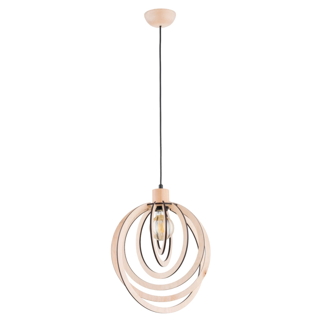 Lampada sospensione scandi legno E27 15W Solina Alfa