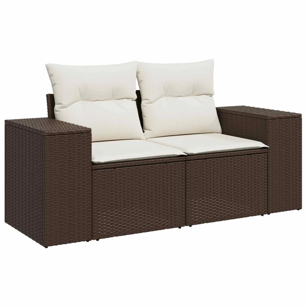 Set di divani 8 pz Marrone e Bianco Crema 3448488