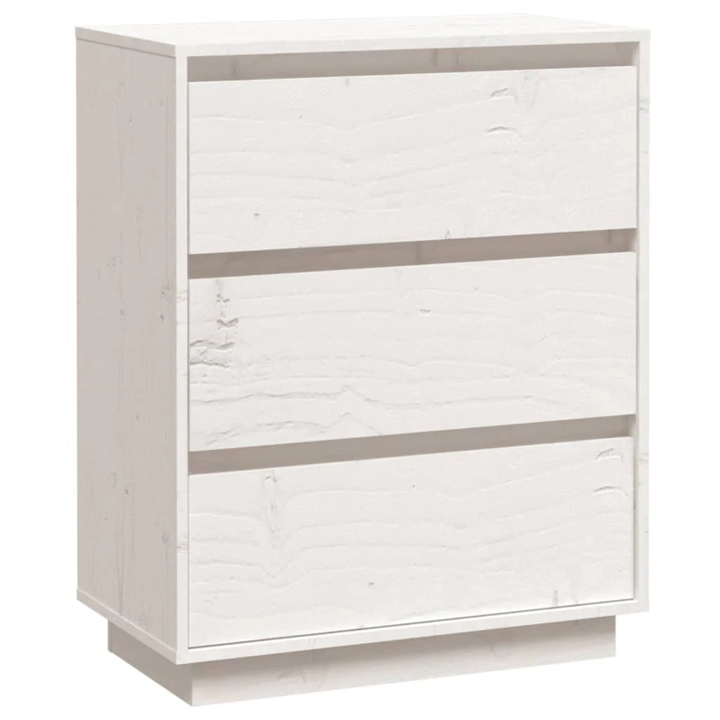 Buffet credenza cassettiera armadio mobile contenitore organizer per cucina soggiorno salotto 60 x 34 x 75 cm legno massello di pino bianco 02_0030349