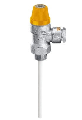 Valvola di sicurezza combinata temperatura e pressione per impianti solari 1/2" M 10 BAR