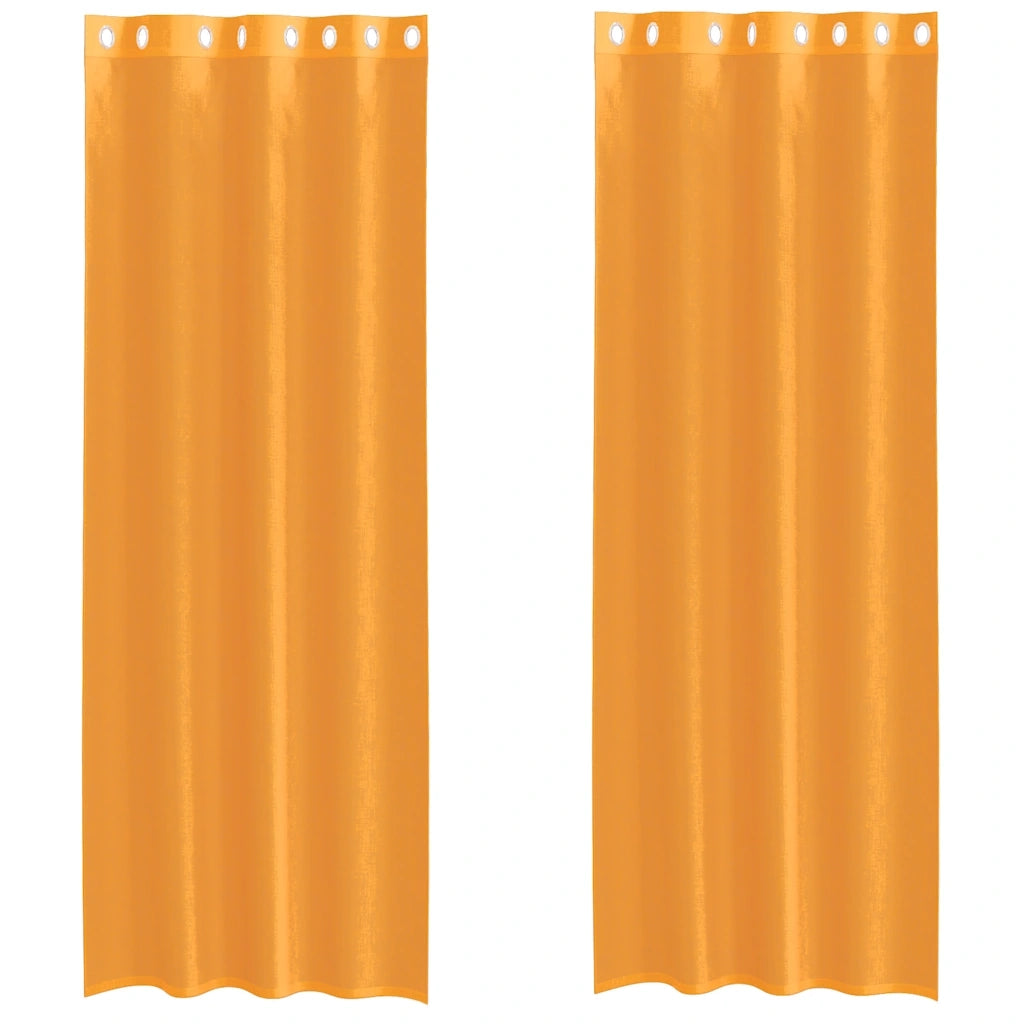 Tende in Voile con Occhielli 2 pz Arancio 140x260 cm