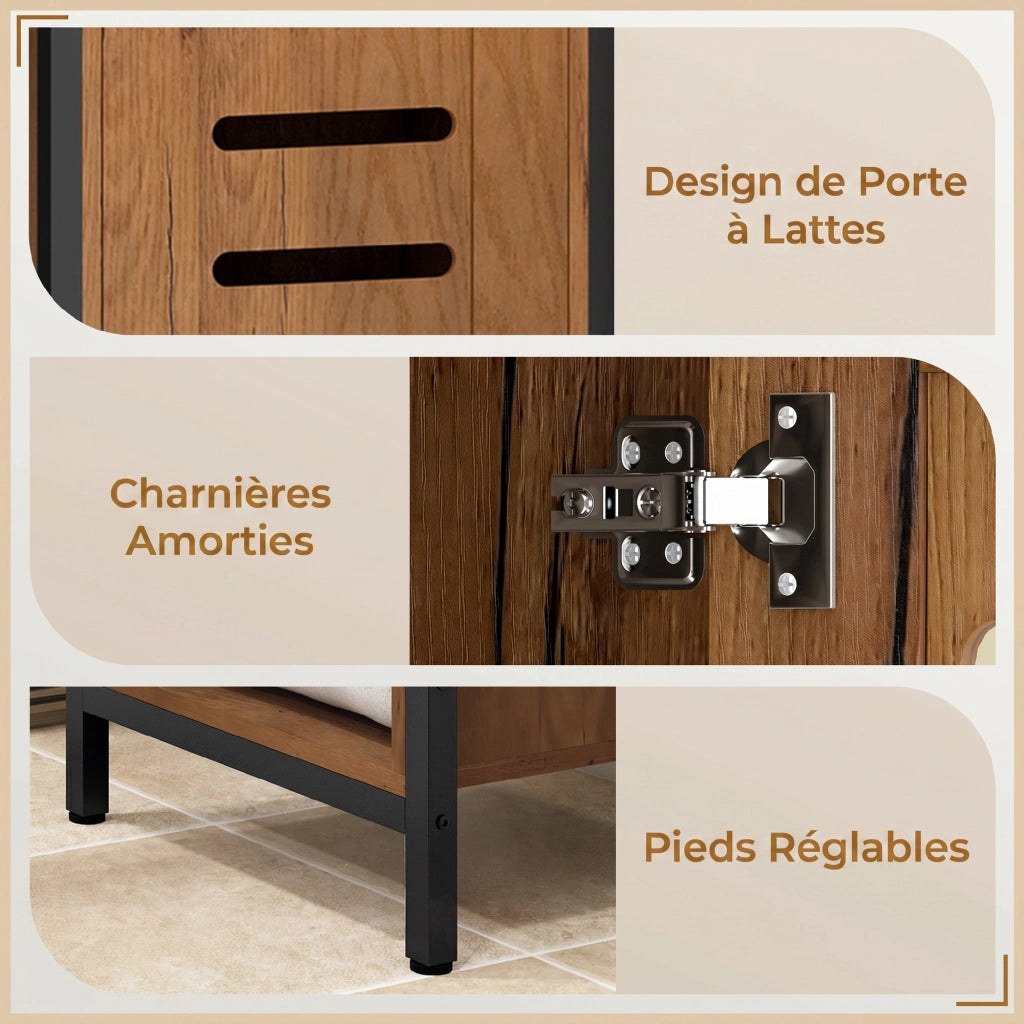 Colonna Bagno Industriale ¨C Zephmum ¨C Marrone Rustico 3 Ripiani Regolabili