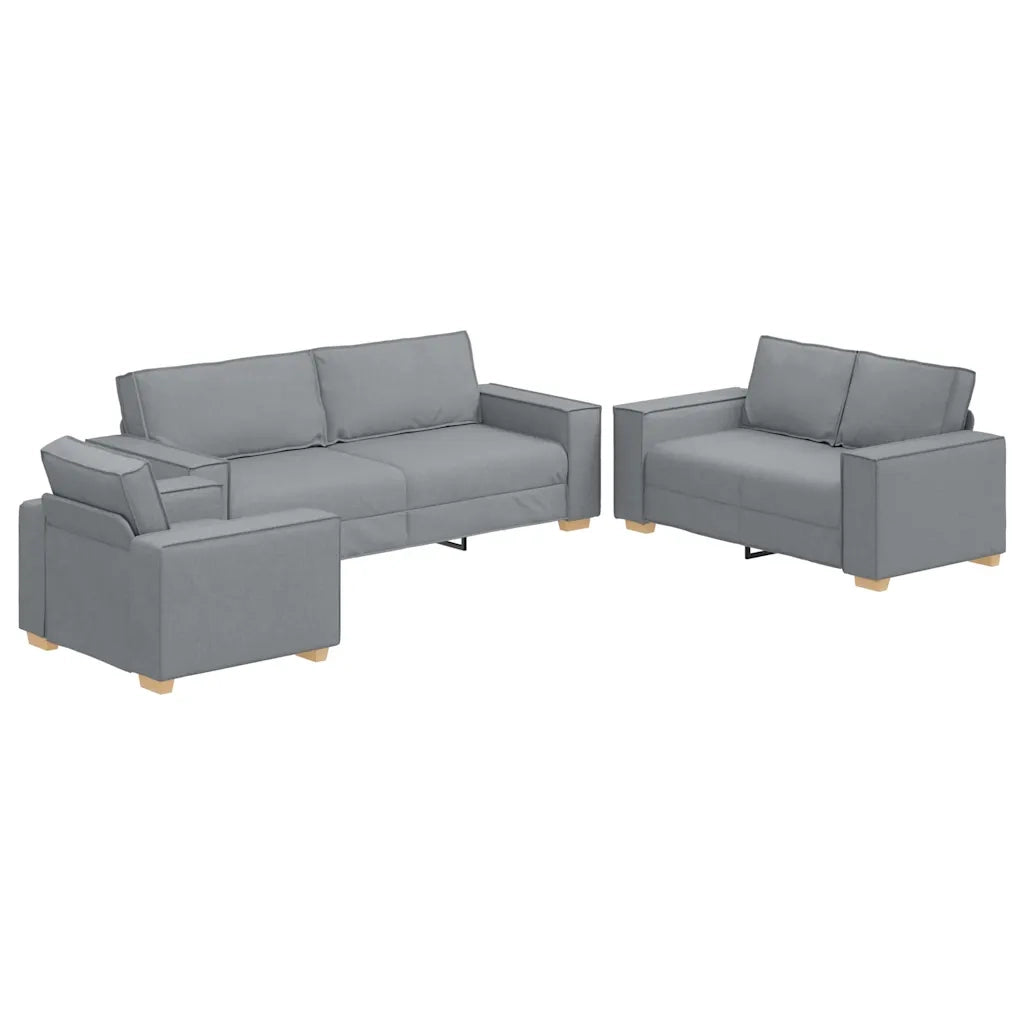 Divano 3 pcs Grigio chiaro 220 x 80 x 84 cm Tessuto misto lino 3324609