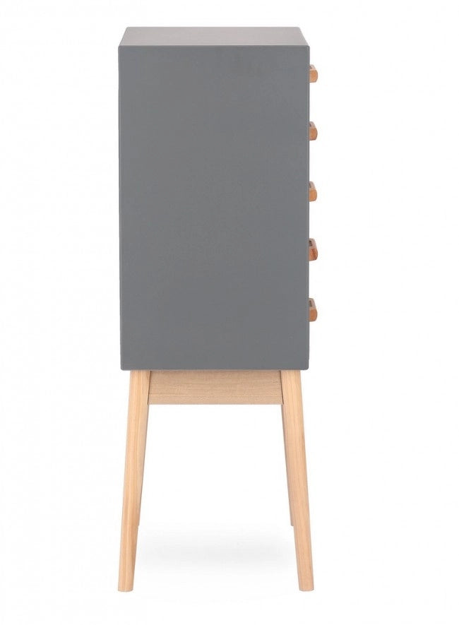 Cassettiera 5 Cassetti Legno Grigio Moderna da Interno - EXCEPTIONAL