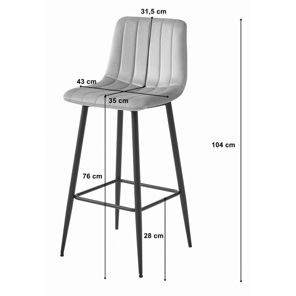 Set di 2 sgabelli da bar Pozza in velluto grigio argento