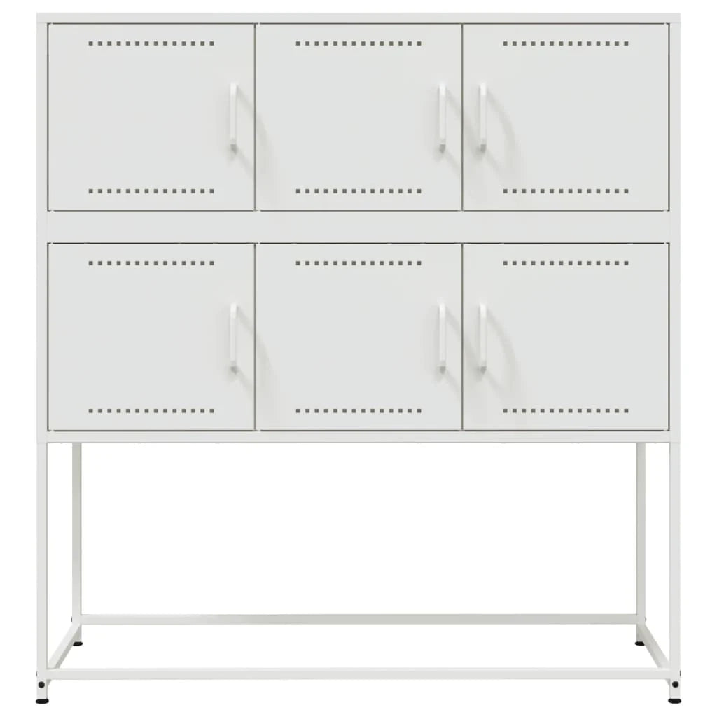 Buffet credenza cassettiera armadio mobile contenitore organizer per cucina soggiorno salotto 100,5 x 39 x 107 cm acciaio bianco 02_0030143