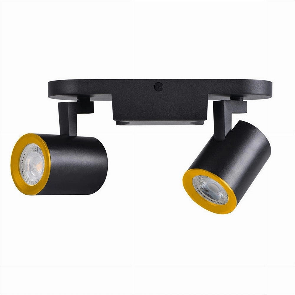 Trade Shop - Applique 2 Diffusori Orientabile Soffitto Parete Lampada Gu10 Bianco Nero Th8802 - Nero