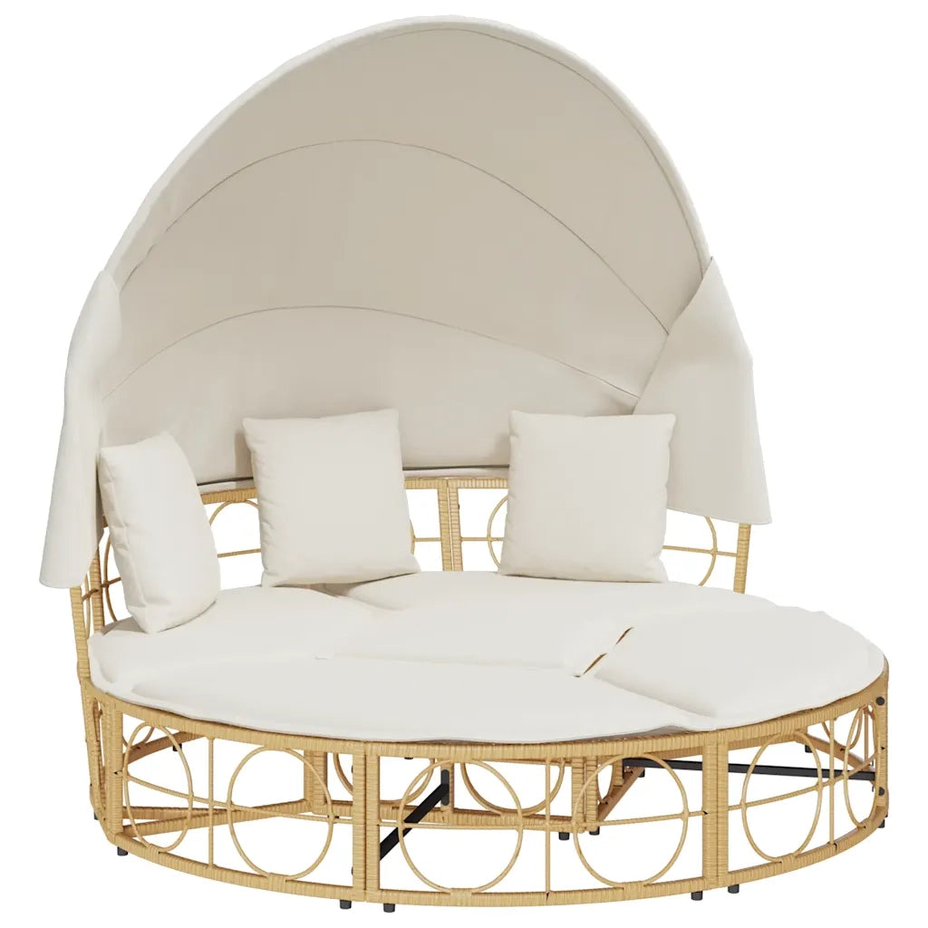 Lettino Prendisole Esterno Tetto e Cuscini in Polyrattan 4108235
