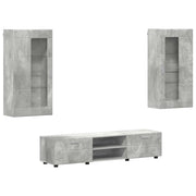 Set mobile TV FLORIN 3 pz | Armadietto TV | Mobile Porta TV Grigio cemento Legno multistrato