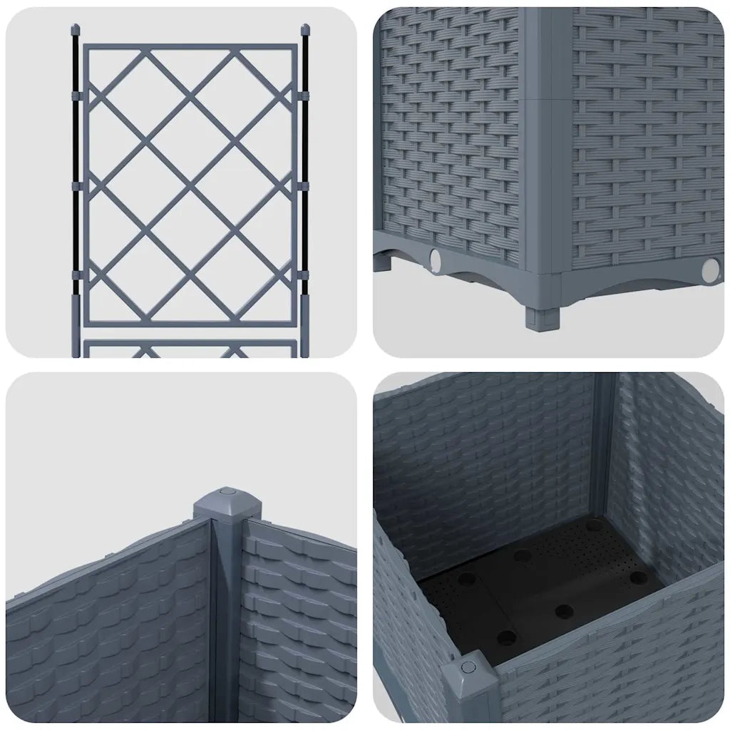 Vaso da giardino-Fioriera Esterno-Contenitore per Piante Grigio Chiaro 40 x 40 x 143 cm Acciaio