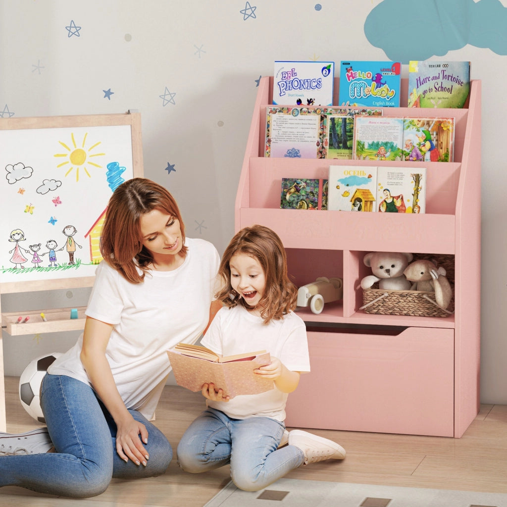 Libreria con cassetti e ripiani ¨C zephmum ¨C rosa 80x30x180