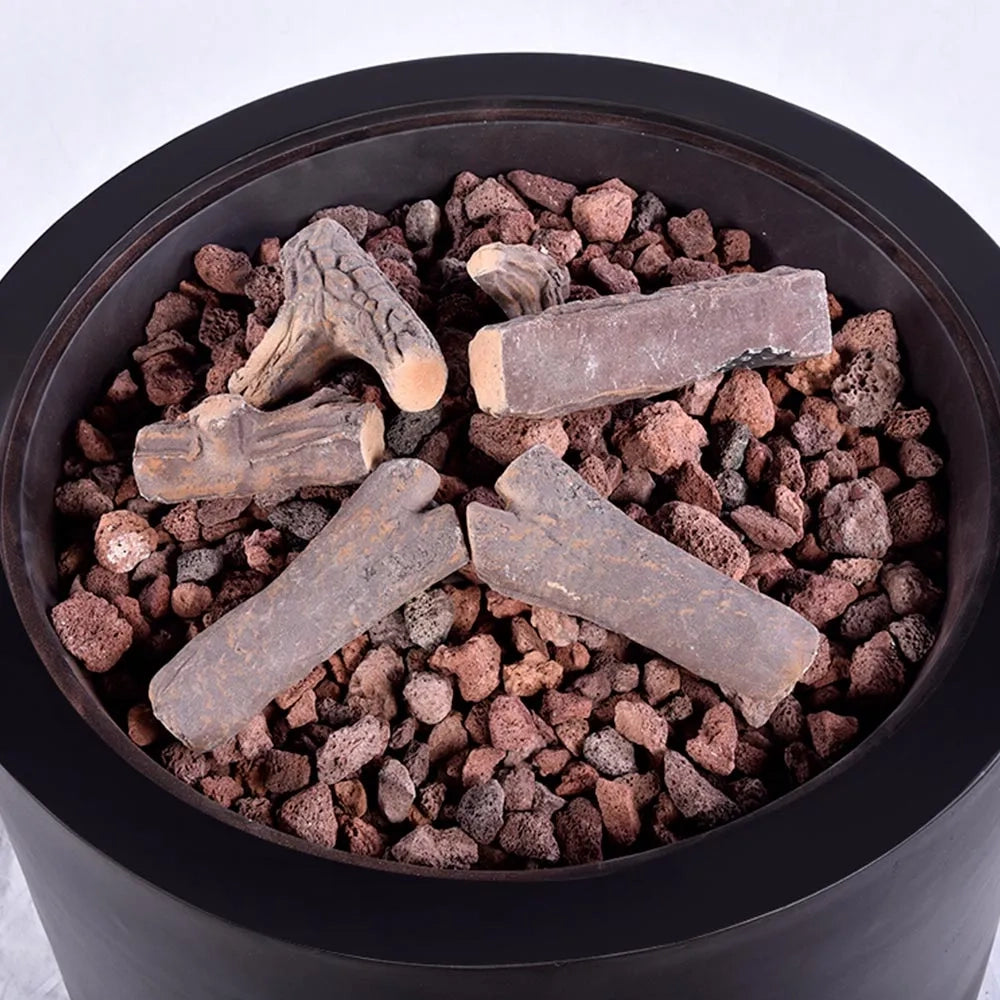 Set di 9 pezzi in ceramica speciale Tempo Style effetto legno per il vostro camino a bioetanolo o a gas.