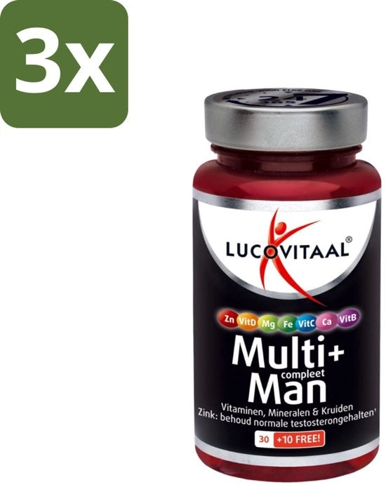 3 x Completo Multi+ per Uomo - 40 Compresse - Salute Maschile - Multivitamine - Testosterone - Energie - Sistema Immunitario