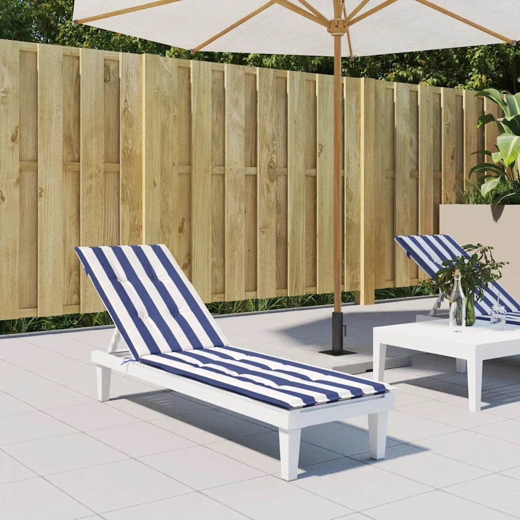 Cuscino per Sedia Sdraio a Strisce Bianche e Blu Tessuto Oxford 361377