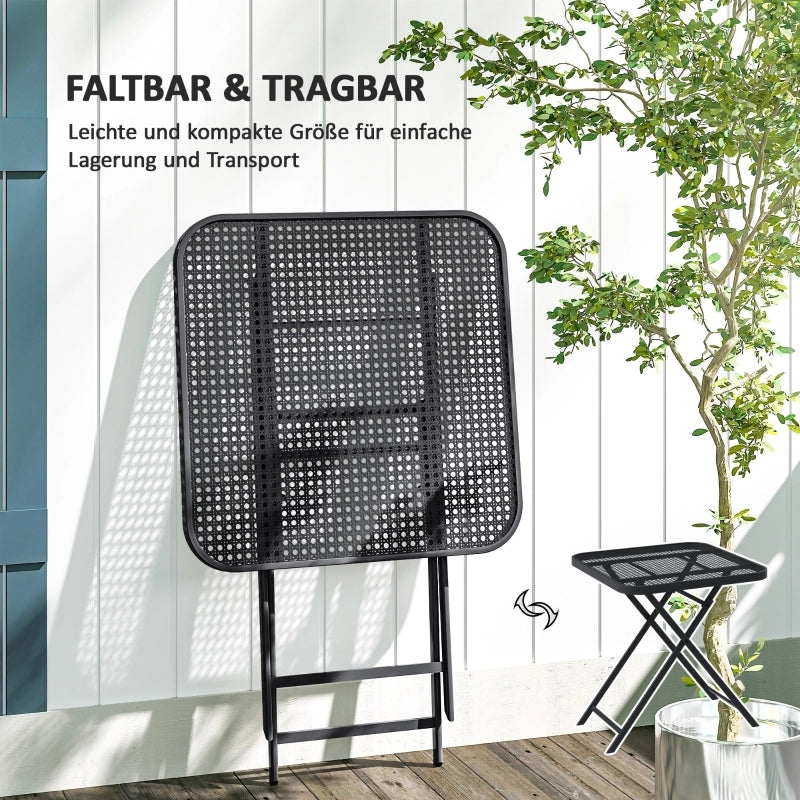 Tavolo da giardino pieghevole 70 x 70 cm; tavolo da balcone impermeabile in acciaio con design ritagliabile; tavolo da pranzo all'aperto; tavolino laterale quadrato; tavolo da patio per terrazza giardino balcone nero