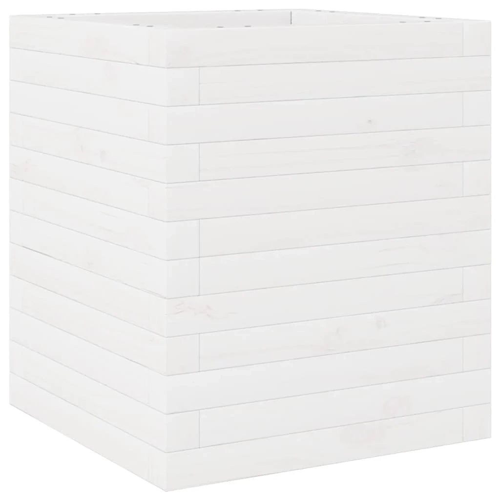 Fioriera rialzata per piante e fiori terrazza giardino 40 x 40 x 46 cm legno di pino massiccio bianco 02_0037563
