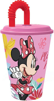 Bicchiere in plastica con cannuccia Minnie 430 ml