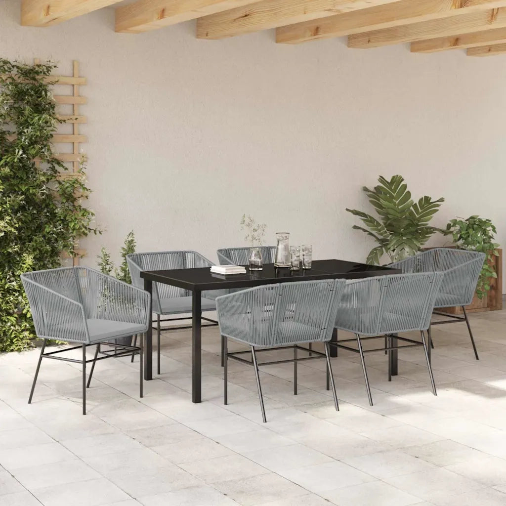 Set da Pranzo per Giardino con cuscino 7 pcs Grigio