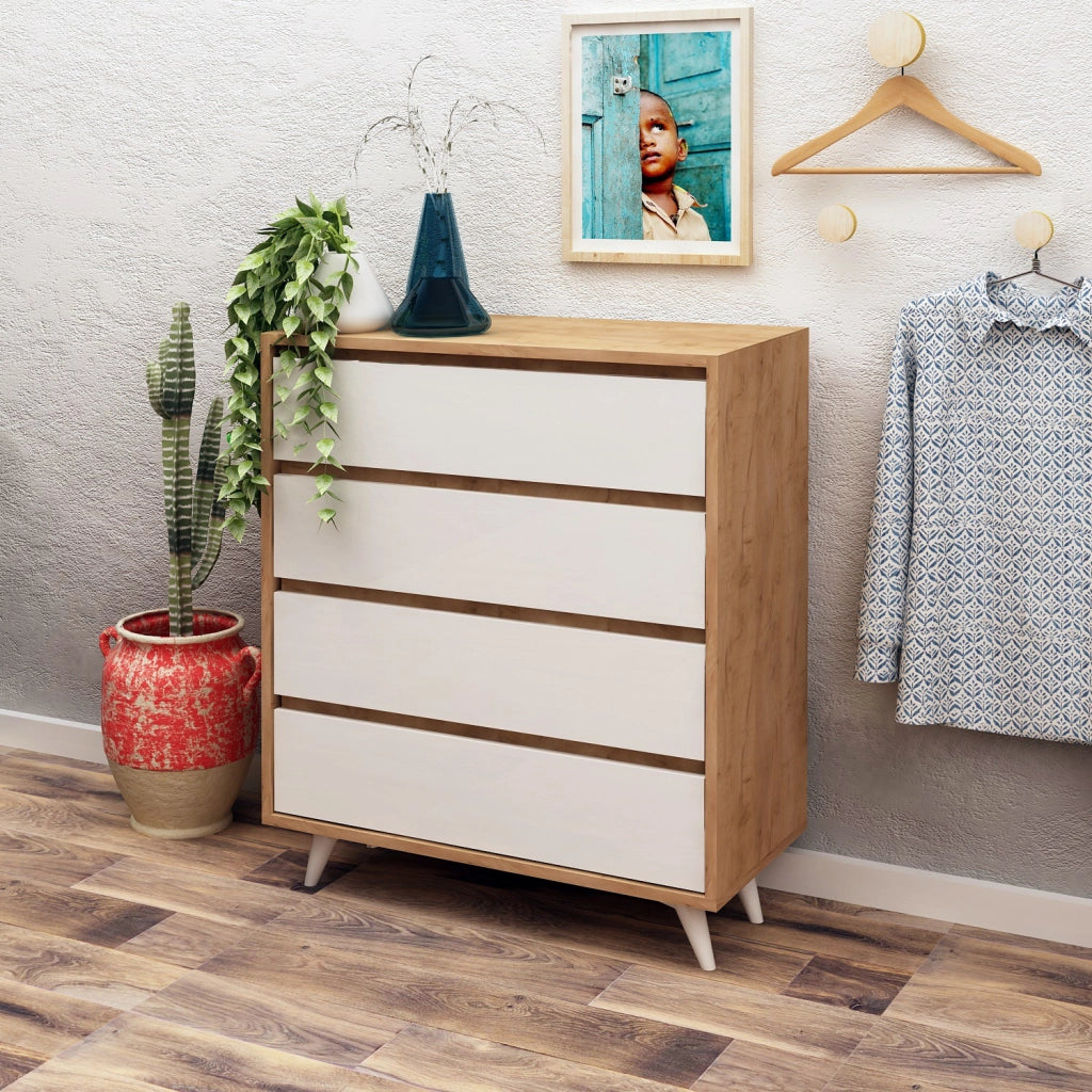 Cassettiera in legno "Suvera" - 70 x 40 x 86 cm - Beige
