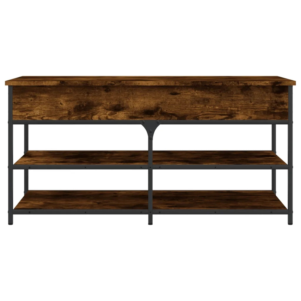 Panca Porta Scarpe-Sgabello-Panca Scarpiera Rovere Fumo 100x42,5x50 cm Legno Multistrato