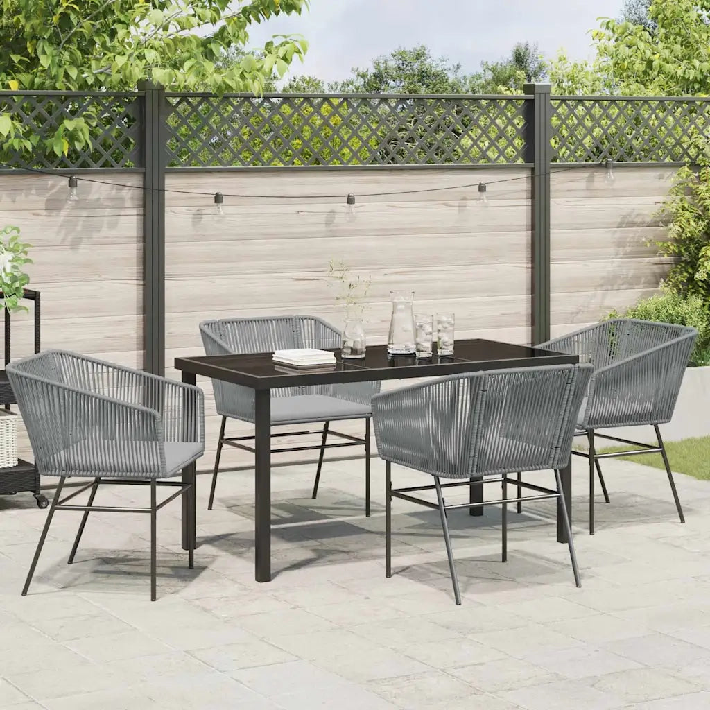 Set da Pranzo per Giardino con cuscino 5 pcs Grigio