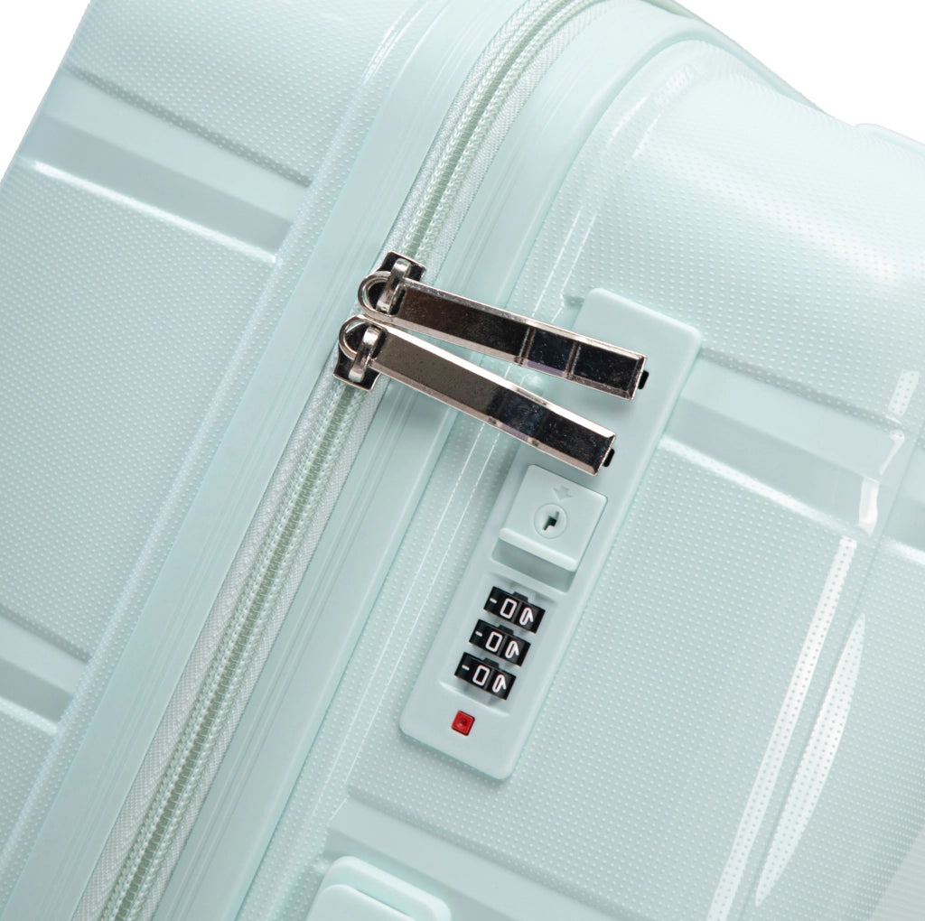 Set di 3 valigie rigide 48x30x74,5 cm in PP verde menta, ruote 360°
