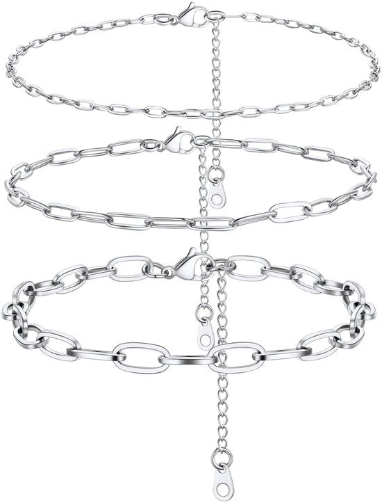 Set di 3 Collane Singole per Donna in Acciaio Inossidabile