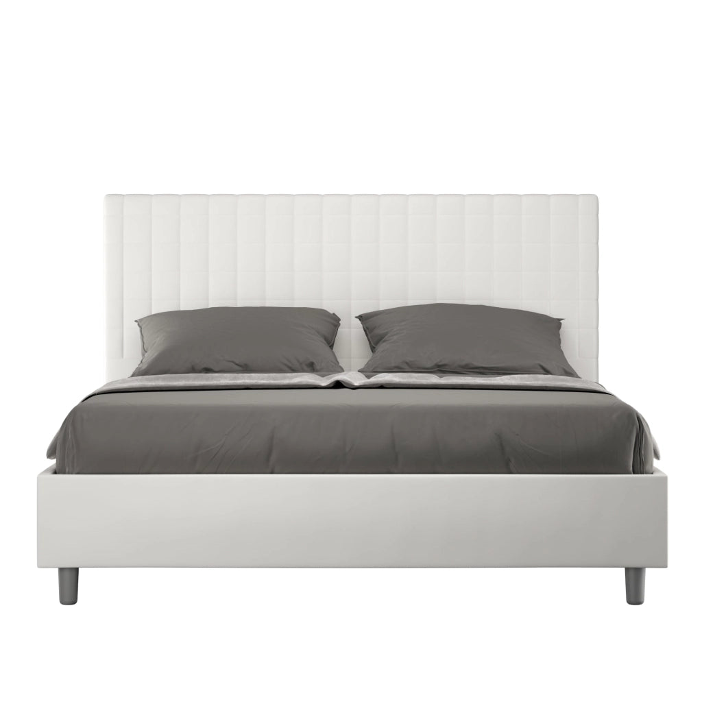 Letto Matrimoniale Extra Large 200x210 cm con Rete e Contenitore Sunny Bianco