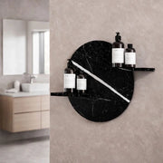 Mensola a parete nero e bianco venato in artificial stone serie jorm per bagni *** finitura- nero, confezione 1