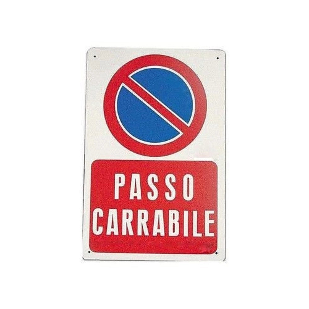 Trade Shop - Cartello Passo Carrabile Segnaletica Sicurezza Avvertimento Plastificato -