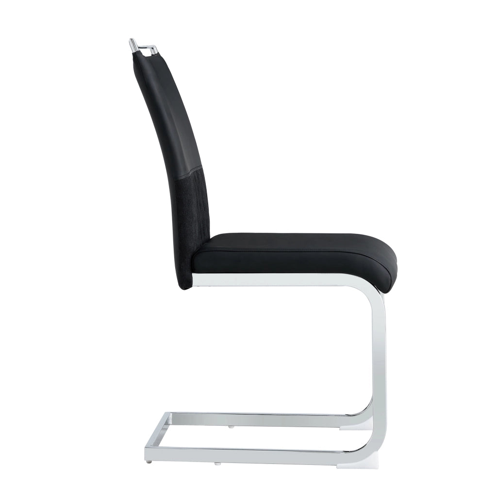 Sedie da Pranzo Set 4 Pezzi, Schienale Alto Imbottito in Ecopelle e Tessuto ¨C MINIMAL ¨C Nero