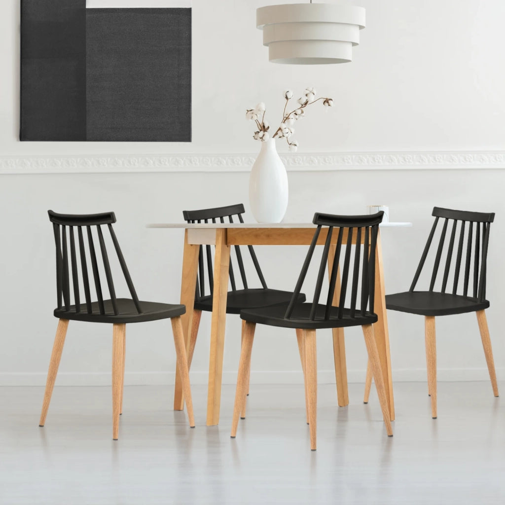 IDMarket - Set di 4 sedie da pranzo LILY nere