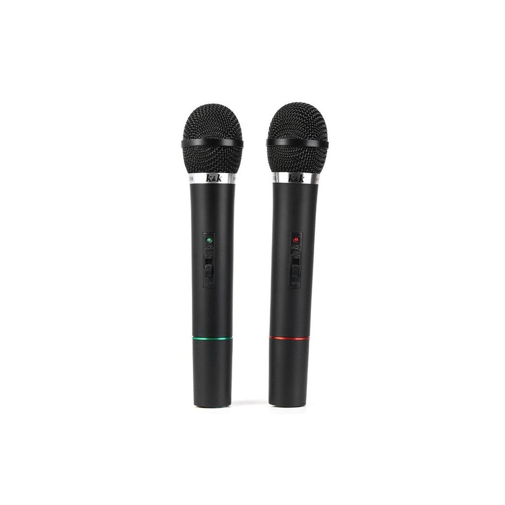 Trade Shop - Kit Coppia Microfoni Professionali Wireless Con Centralina Vhf Bicanali At-306 -
