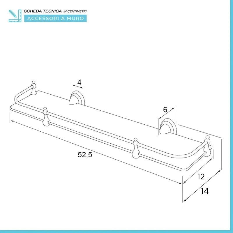 Mensola bagno a muro 50 cm in vetro satinato con supporto cromato  Facile