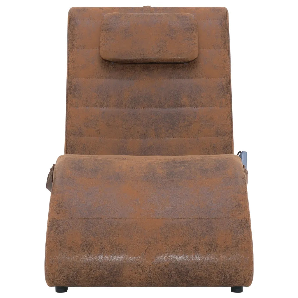 Sdraio Massaggiante con Cuscino Marrone Similpelle Scamosciata 281289
