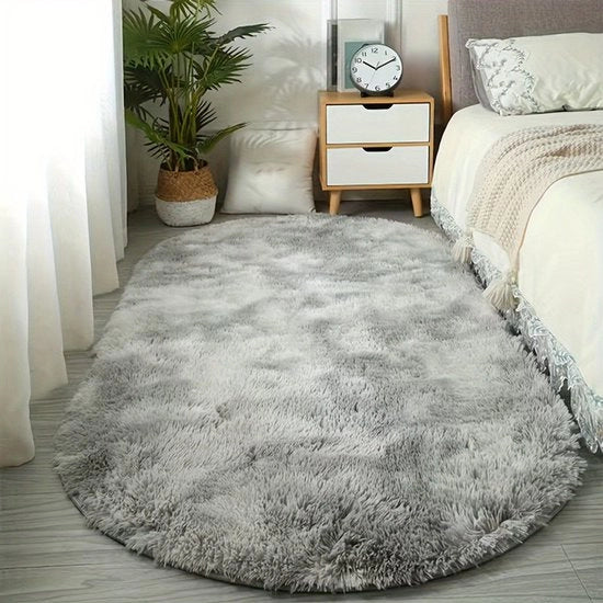 Tappeto ovale antiscivolo per ingresso, camera e comodino in microfibra vellutata, 100x200 cm.
