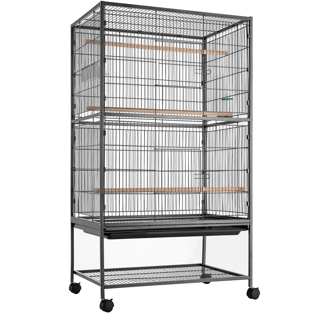 Gabbia Voliera per Uccelli Pappagalli Uccellini Volatili con Ruote 135x78x52cm