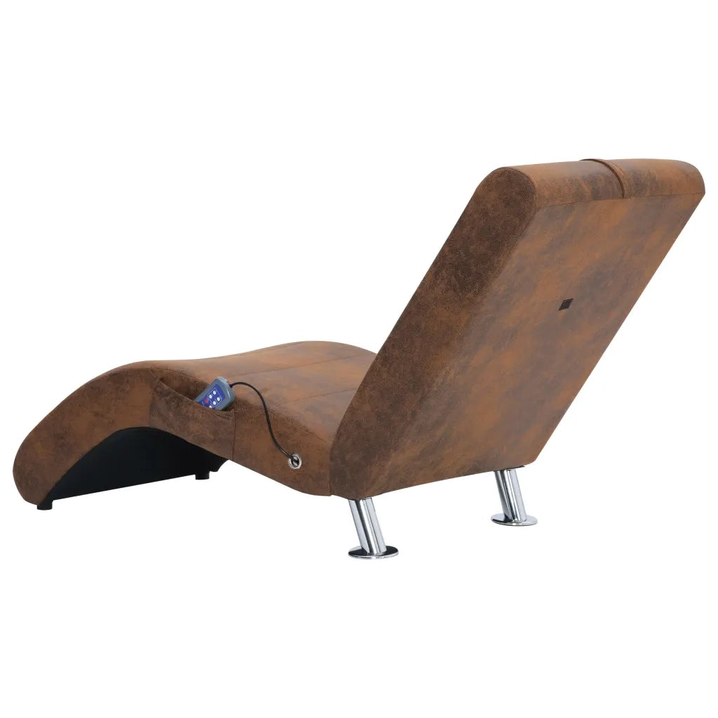 Sdraio Massaggiante con Cuscino Marrone Similpelle Scamosciata 281289