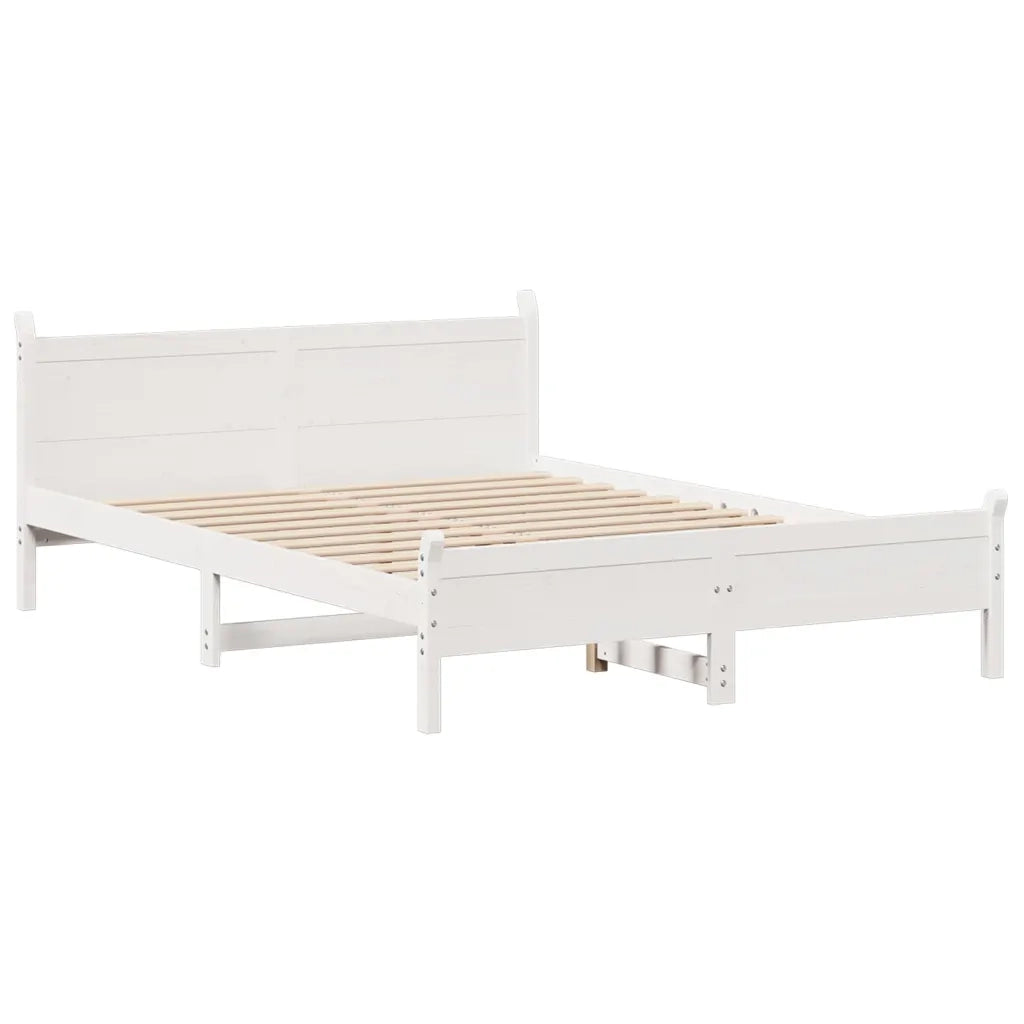 Letto matrimoniale | Letto per adulti | Letto senza Materasso Bianco 150x200 cm Legno Massello di Pino