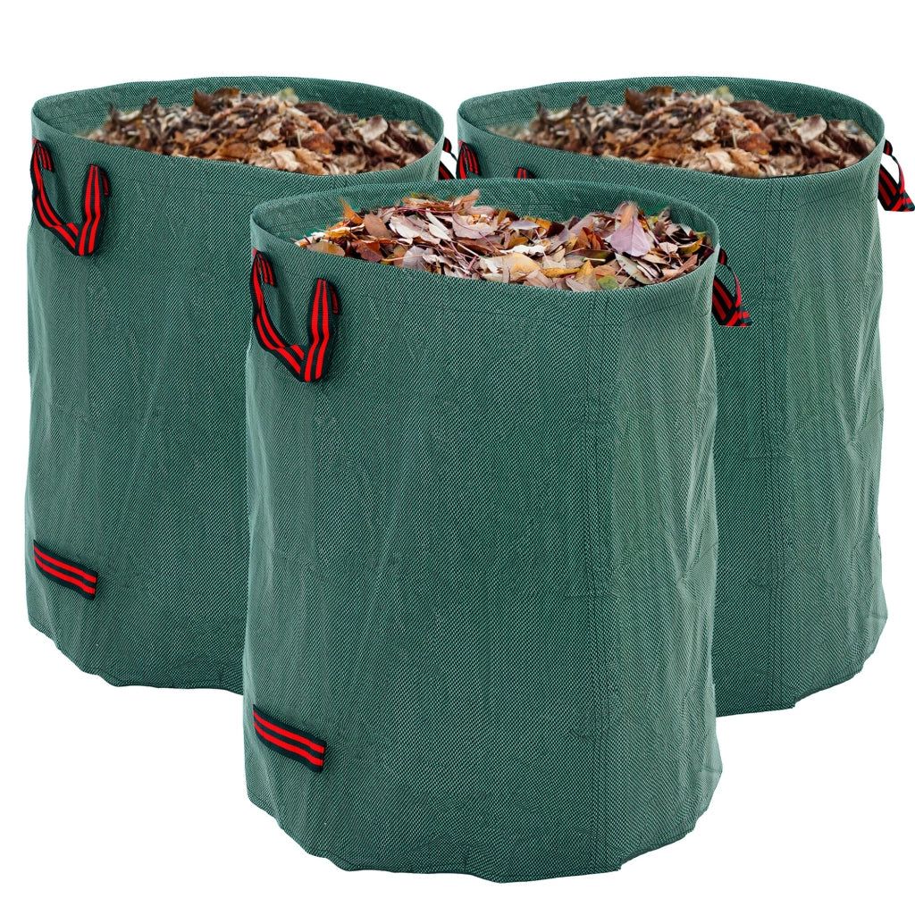 Set 3 Sacchi per Rifiuti da Giardino da 300 L con Manici, Richiudibili e Riutilizzabili, ?67x84 cm, Verde