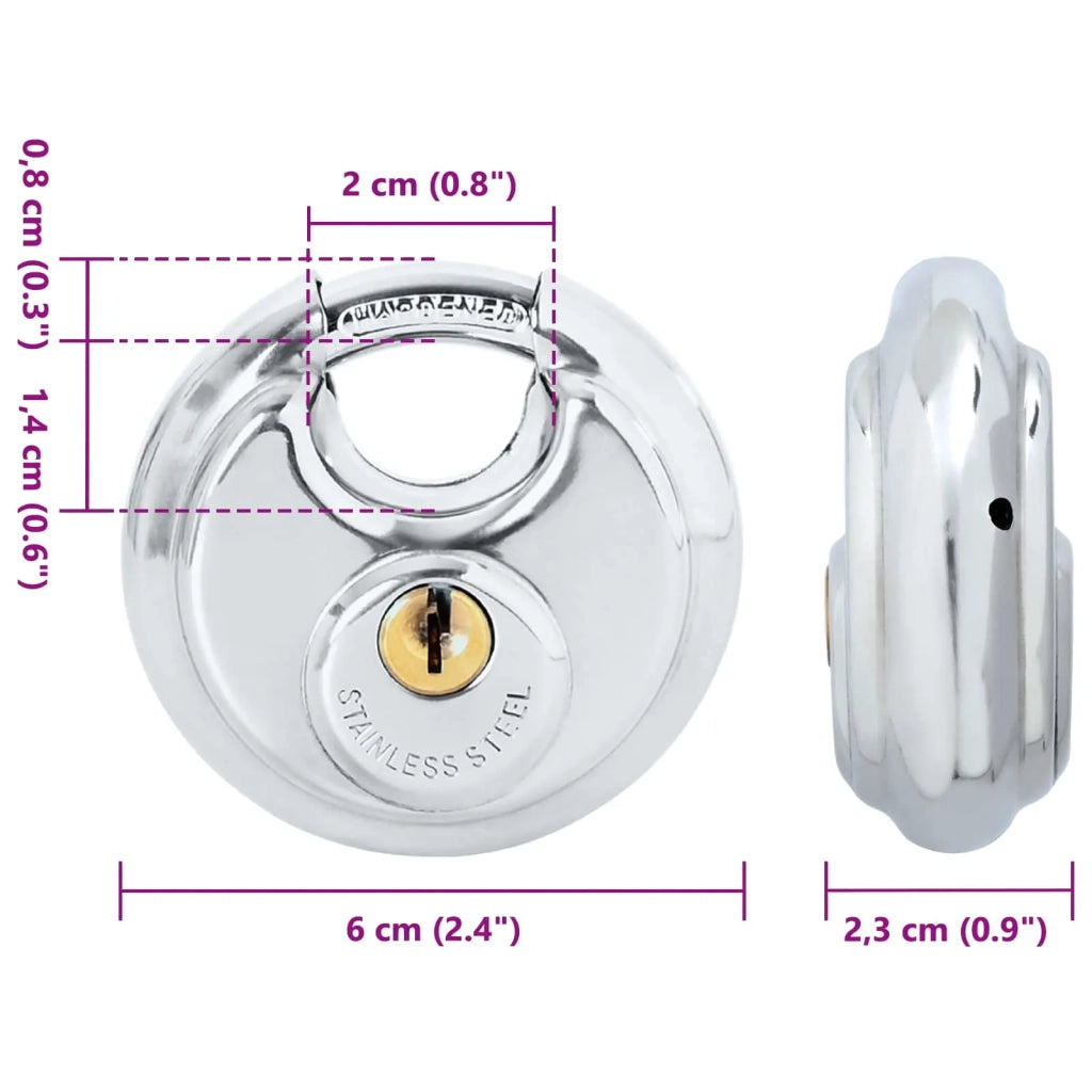Lucchetti Discus con Chiavi 2 pz Argento 6 x 2.3 x 6 cm CFW8148203