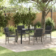 Set da Pranzo per Giardino con cuscino 5 pcs Grigio polyrattan