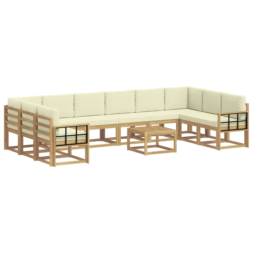 Set di divani da esterno con cuscino 11 pcs Bianco e Crema 3388334